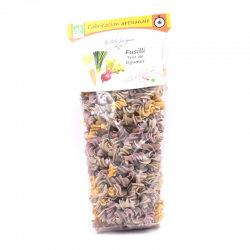 Fusilli Trio de légumes, sachet de 250g.